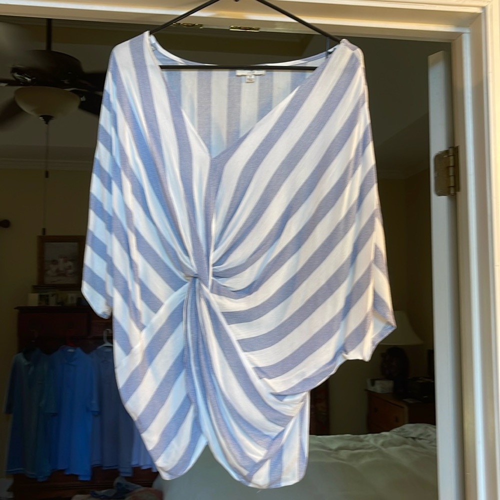 Umgee chambray and white wrap top